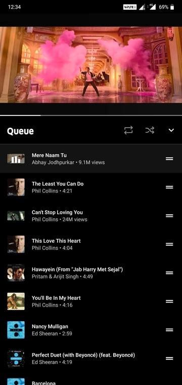 youtube music songs queue