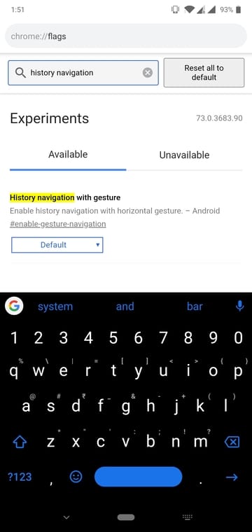 history navigation Chrome flag
