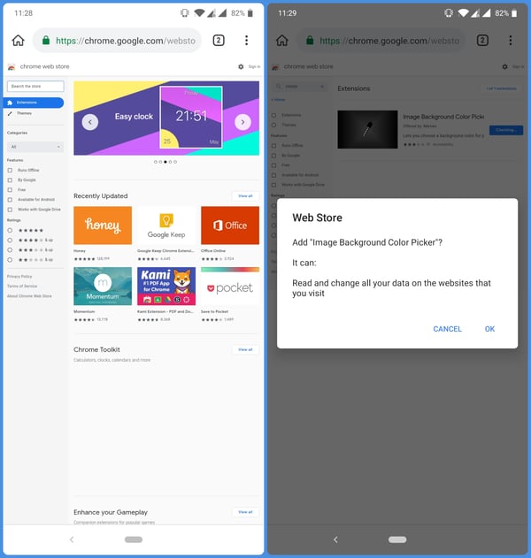 Chrome extensions on Kiwi browser