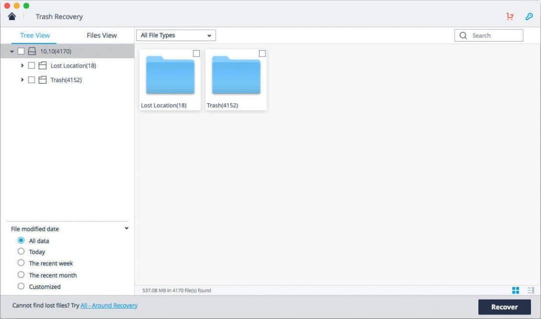 List of scanned trashed files on Mac