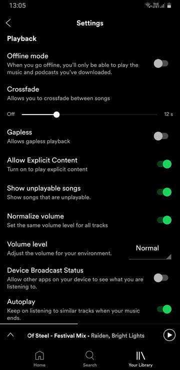 spotify app settings page