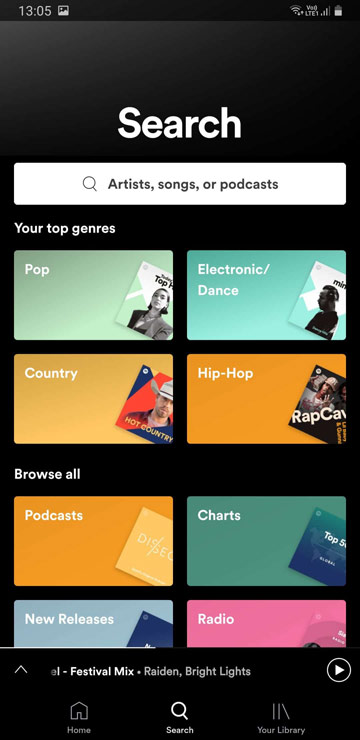 spotify search music