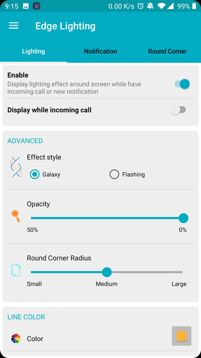 Edge lighting options