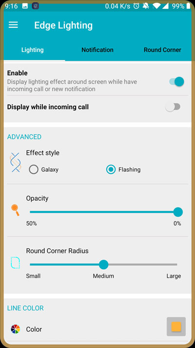 Enable Edge lighting on Android