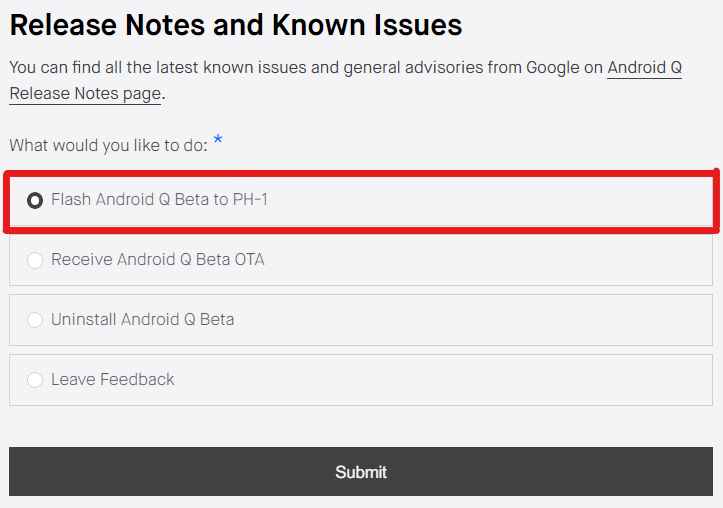 Android Q Beta program
