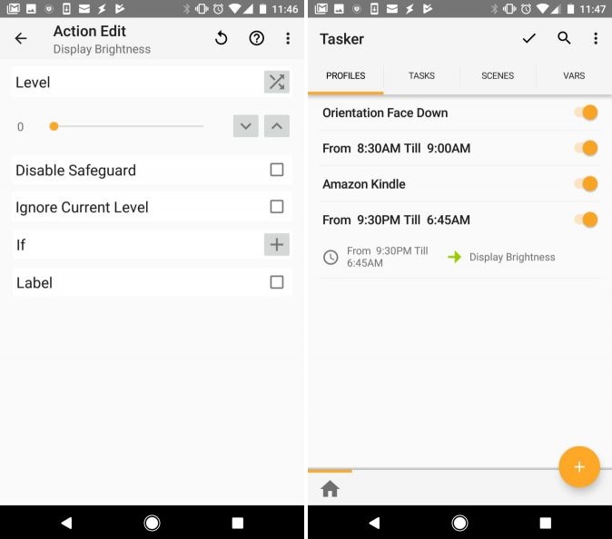 Reduce screen brightness with Tasker