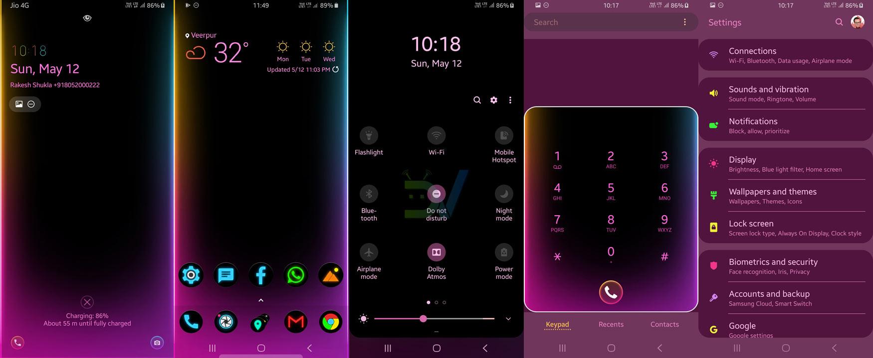 neon bright lights one samsung theme