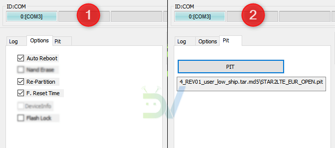 Odin PIT and Re-partition options