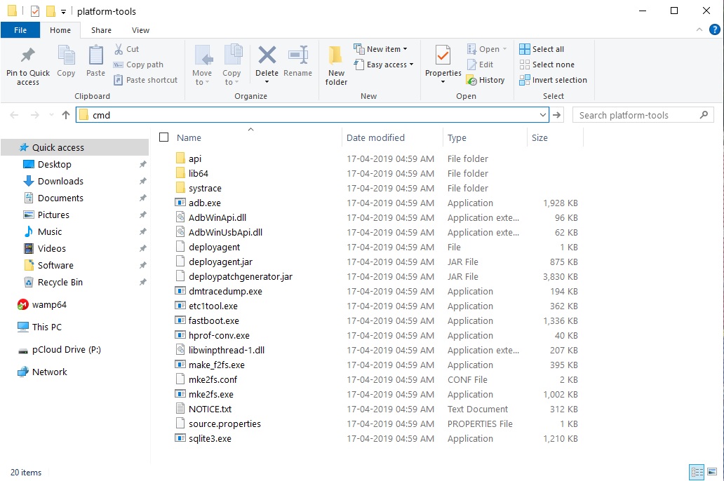 platform tools folder