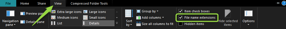 Windows 10 file extension