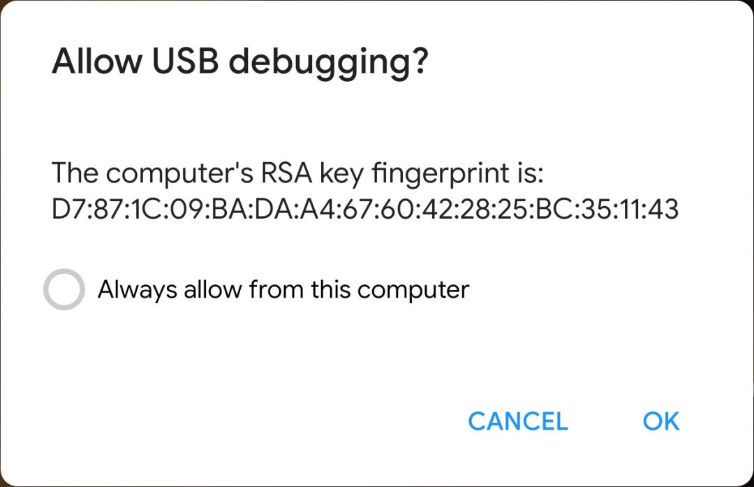 allow usb debugging