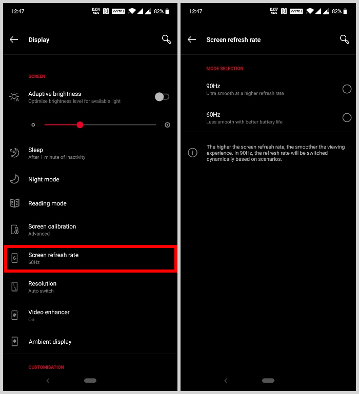 Enable 90Hz Display OnePlus 7 Pro