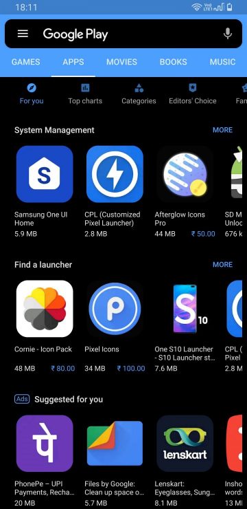 play store dark theme