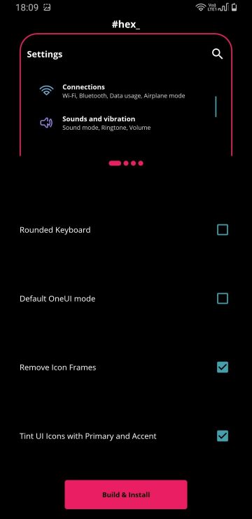 hex theme customization settings
