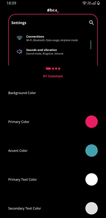 hex installer theme color settings