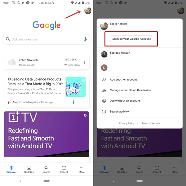 Manage Google Account