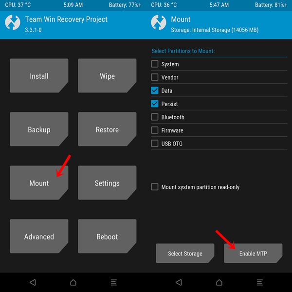 OxygenOS- twrp mount
