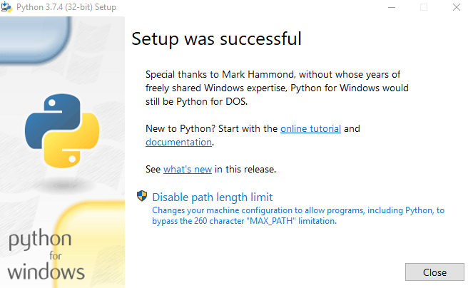 Python setup installation