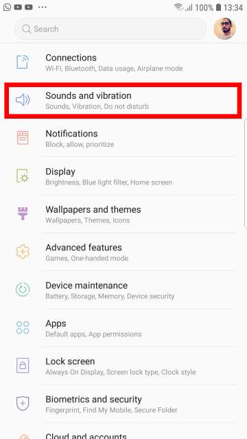 samsung sounds and vibration settings