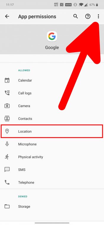 Google app location permissions