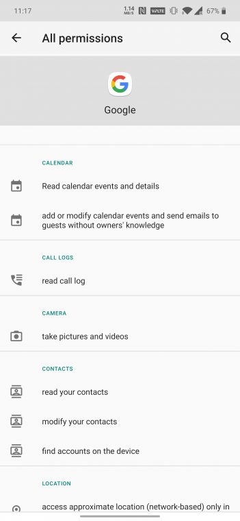 all google permissions