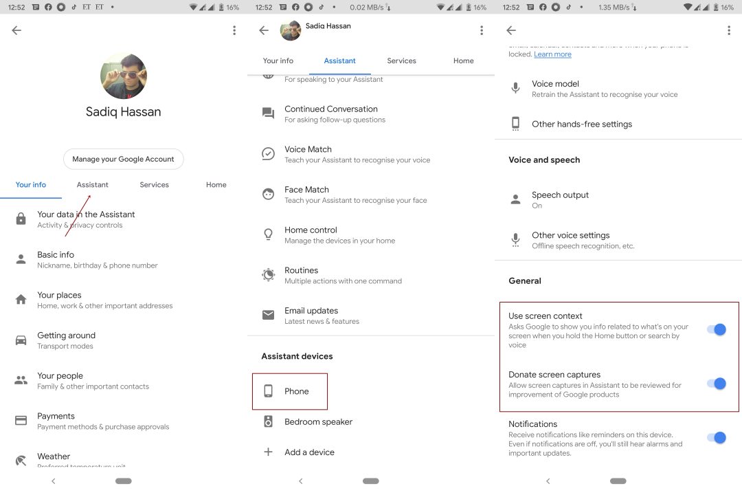 Assistant Enable Screenshots