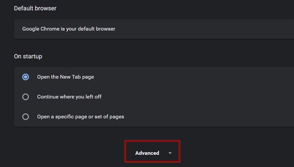 Chrome Advanced settings