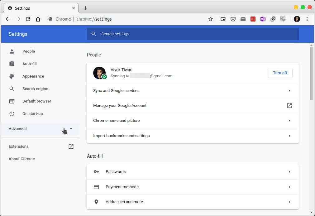 Chrome desktop settings