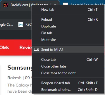 Chrome share to device