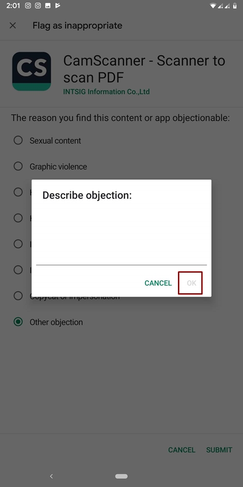 Describe malicious app