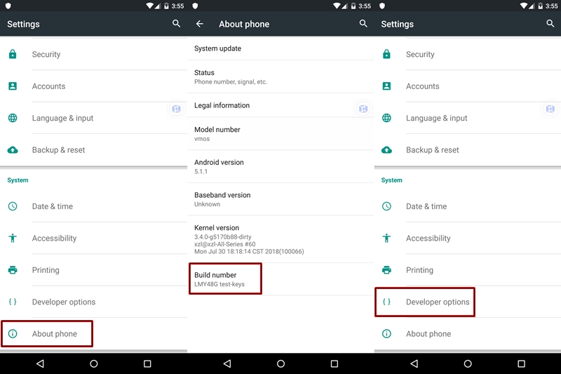 Developer options Android lollipop