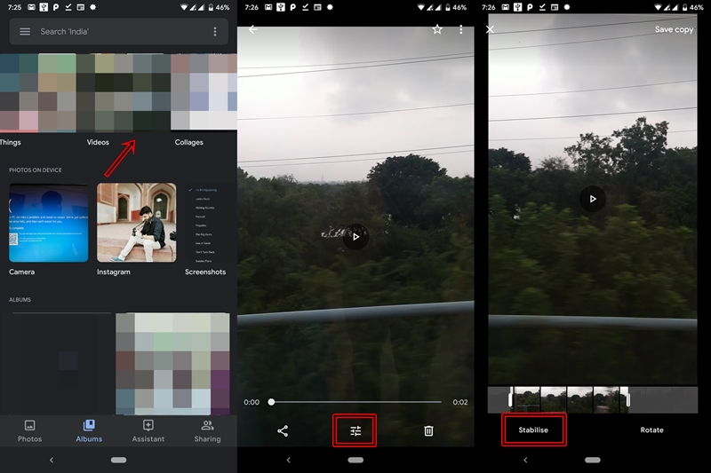 stabilize video in google photos