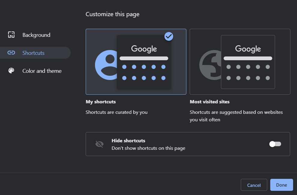 Google Chrome shortcuts