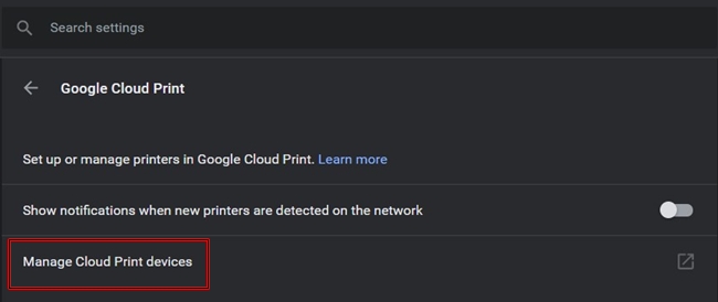 Manage Cloud Print