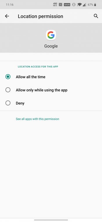 location permissions settings