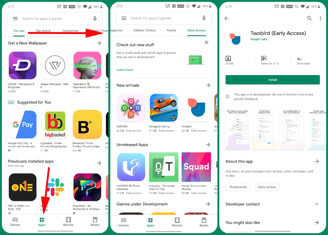 Google Play Store Early Access Feature