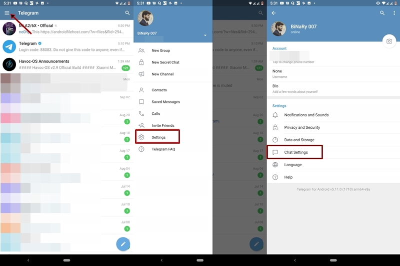 Telegram Settings