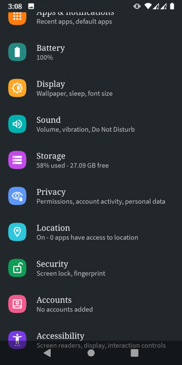 android 10 settings