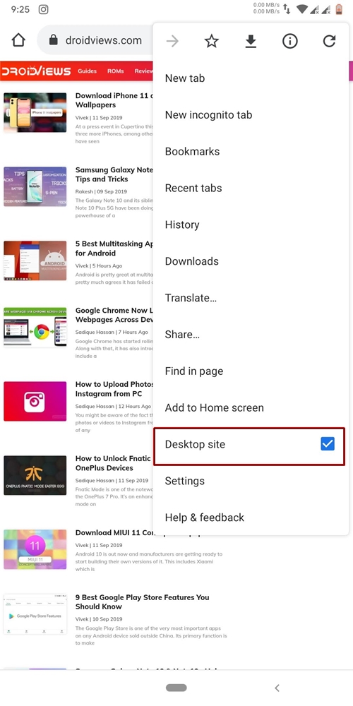 chrome desktop site