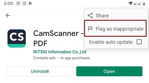 flag malicious app