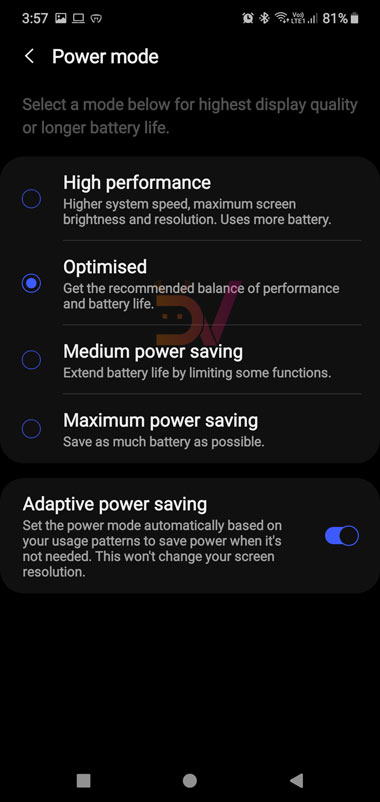 galaxy note 10 power-saving mode