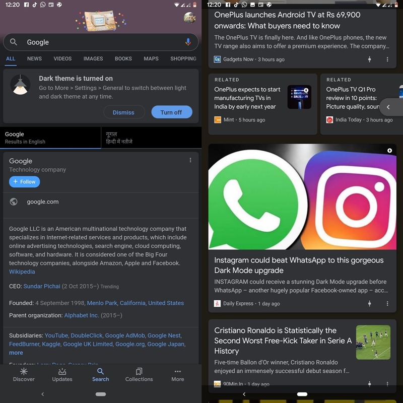 google dark mode