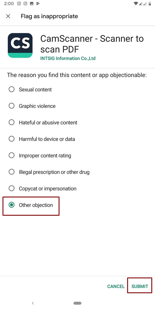malicious app reason