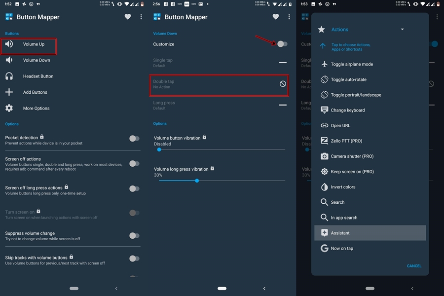 map button to assistant