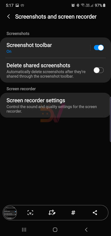 disable screenshot toolbar