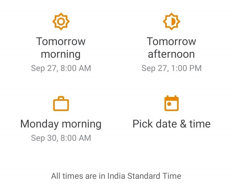 preset time android