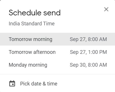 schedule email options