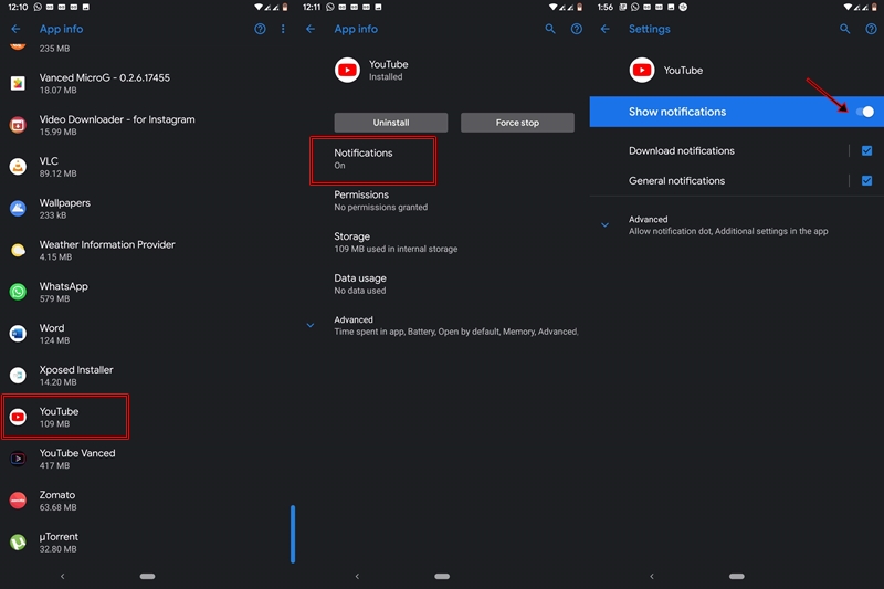youtube device notifications