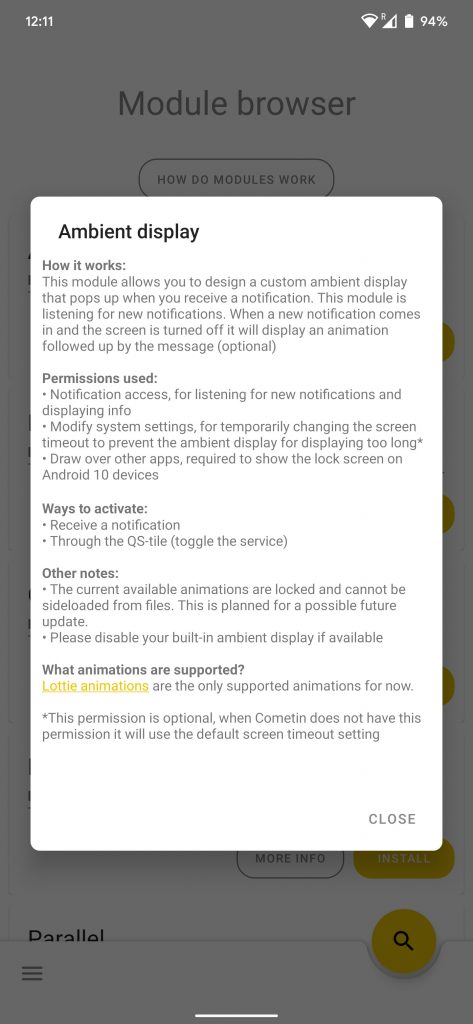 Cometin Ambient Display Module Android