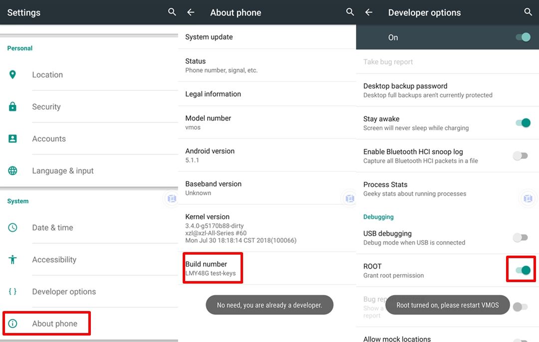 VMOS developer options